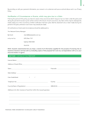 Information Technology Liability Insurance Proposal Form