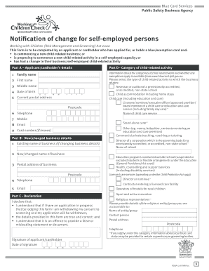 Blue Card Notification of Change for Self-Employed Persons