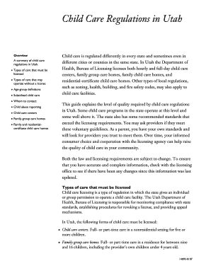 Fillable Online Child Care Regulations in Utah Fax Email Print - pdfFiller
