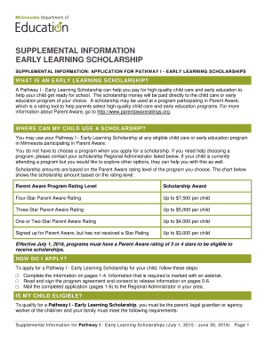 Pathway I Early Learning Scholarship Application