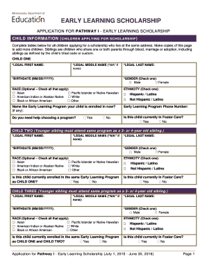 Early Learning Scholarship Application