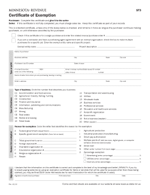 Minnesota Certificate of Exemption