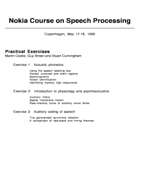 Nokia Course on Speech Processing