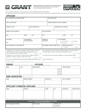Grant Supplies Credit Application Form