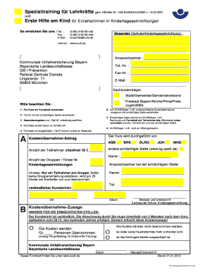 Kostenübernahme-Antrag für Erste Hilfe am Kind