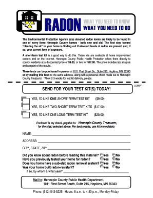 Hennepin County Radon Test Kit Order Form