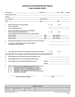 Johnston Community School District Home Language Survey