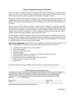 FERPA Student Directory Information Form