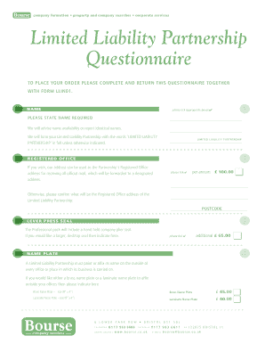 Limited Liability Partnership Formation Questionnaire