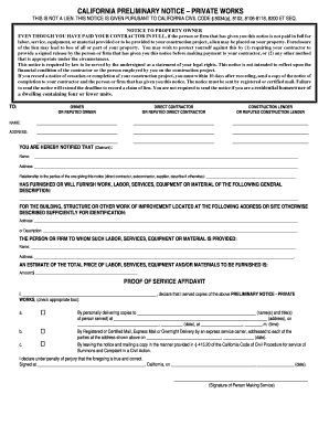 California Preliminary Notice - Private Works