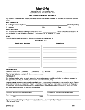 Application for Group Insurance