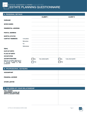 Estate Planning Questionnaire