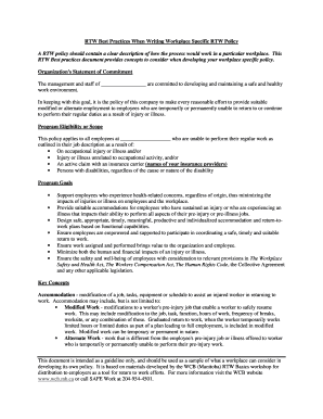 Return to Work Policy Template
