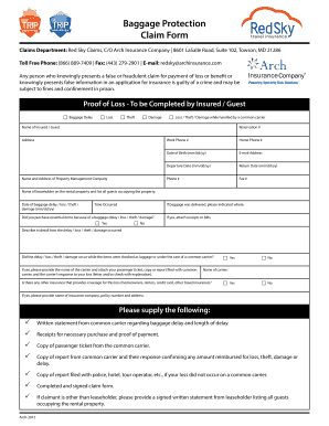 Baggage Protection Claim Form