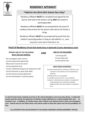 Gwinnett County Residency Affidavit