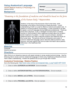 Medical Anatomy & Physiology Activity Form