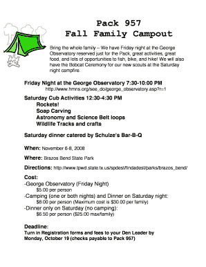 Campout Flyer and Registration - Cub Scout Pack 957 - pack957