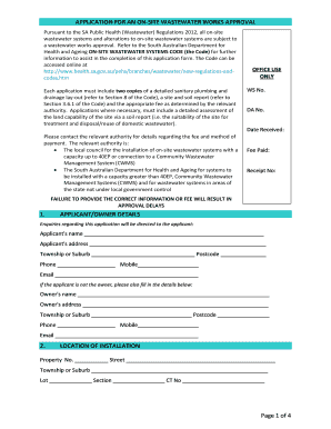 Application for On-Site Wastewater Works Approval