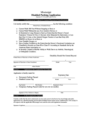 Mississippi Disabled Parking Application