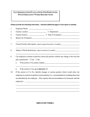 Employee Accommodation Evaluation Form