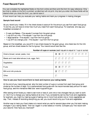 Food Record Form