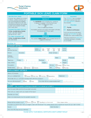 Portable Sick Leave Claim Form