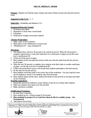 Mean Median Mode Worksheet