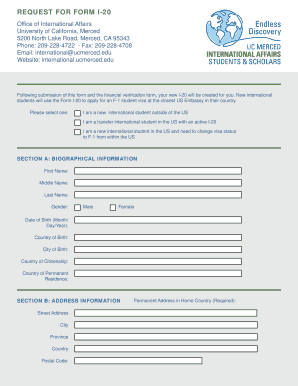 Request for Form I-20