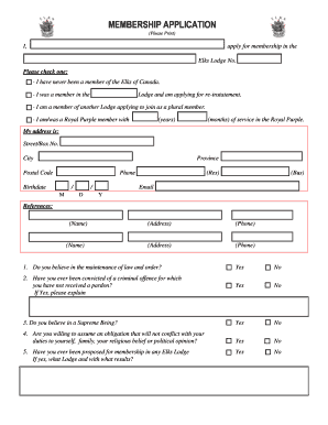 Elks of Canada Membership Application