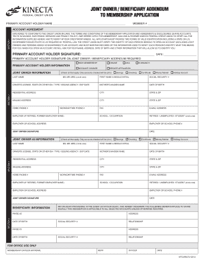 Joint Owner Beneficiary Addendum Form