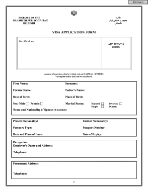 Iran Visa Application Form