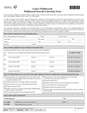 Course Withdrawal Form