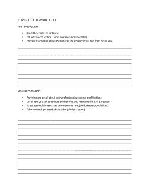 Cover Letter Worksheet