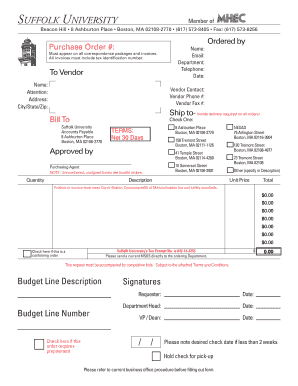 Suffolk University Purchase Order Form
