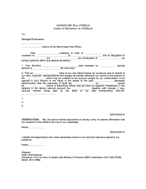 annexure iii form for employment bank