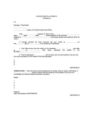 ANNEXURE II to FORM G Affidavit