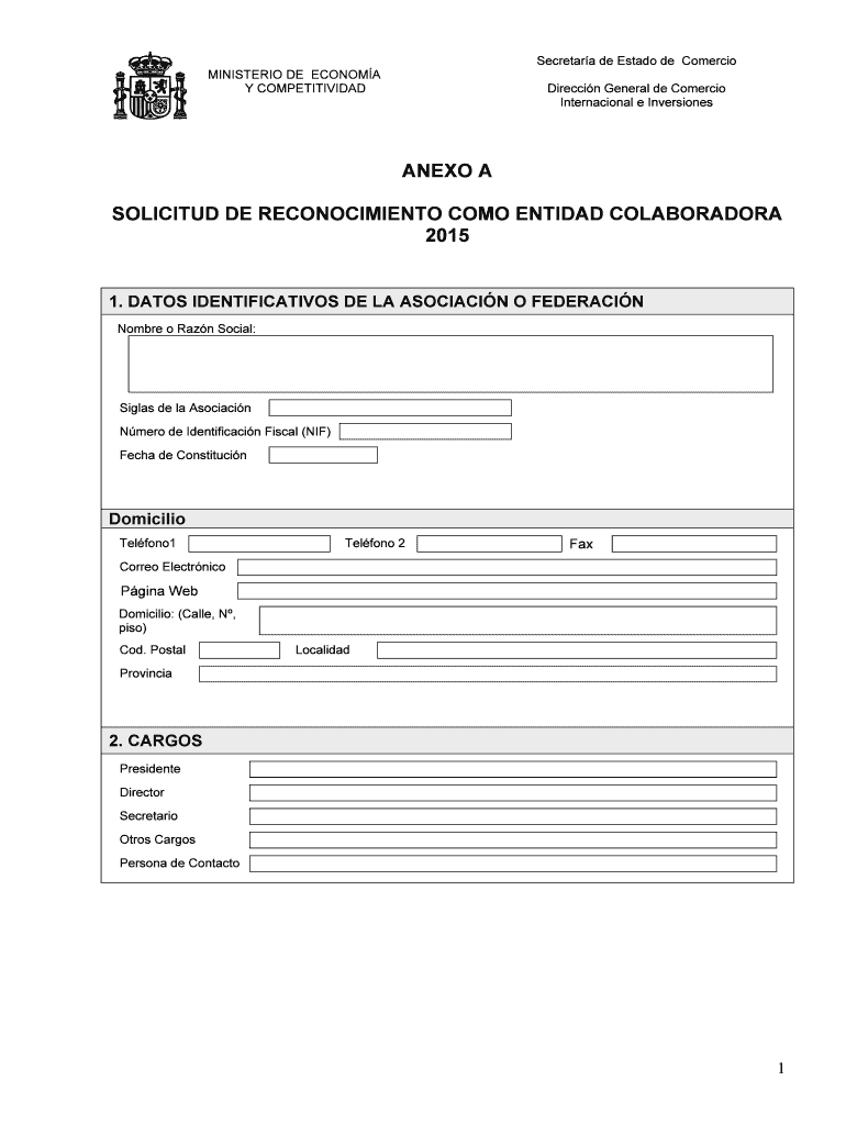 ANEXO A SOLICITUD DE RECONOCIMIENTO - Comercioes Vista previa en la página 1