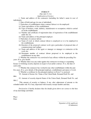 Contractor License Application Form IV