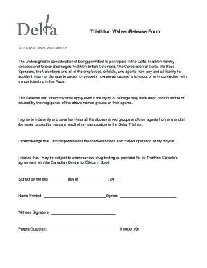 Triathlon Waiver/Release Form