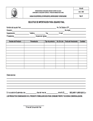 SOLICITUD DE IMPORTACION PARA USUARIO FINAL