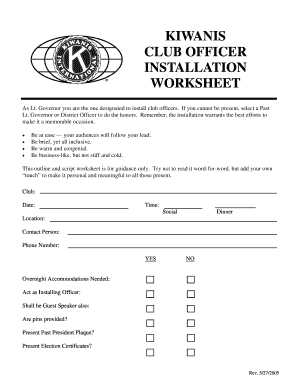 Form 1023 eligibility worksheet - Club Installation Worksheet - PNW Kiwanis - pnwkiwanis