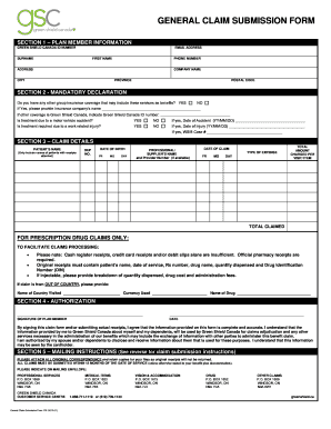 Green Shield Canada General Claim Submission Form