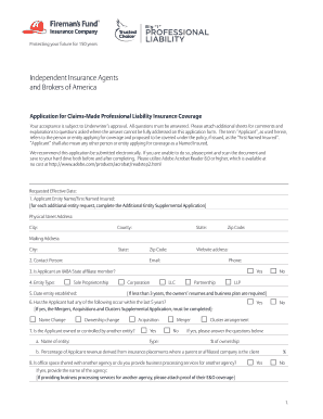 Claims-Made Professional Liability Insurance Application