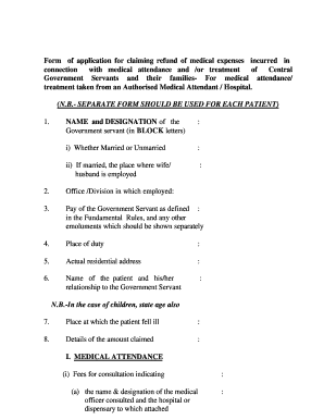 Medical Expense Refund Application
