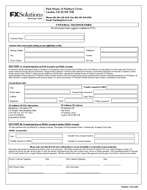 FX Solutions Universal Transfer Form