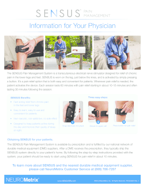 SENSUS Pain Management System Prescription Form
