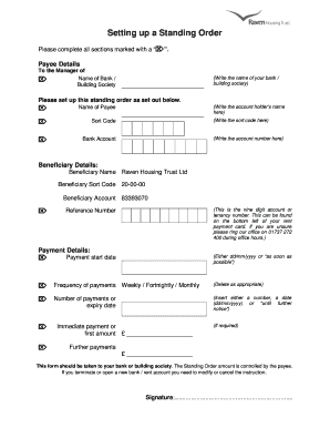 UK Standing Order Form