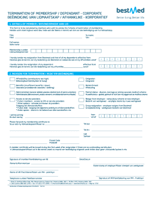 Termination of Membership Form
