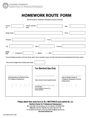 Stanford Homework Route Form