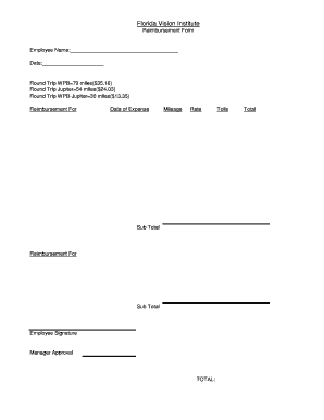 Employee Reimbursement Form - Florida Vision Institute